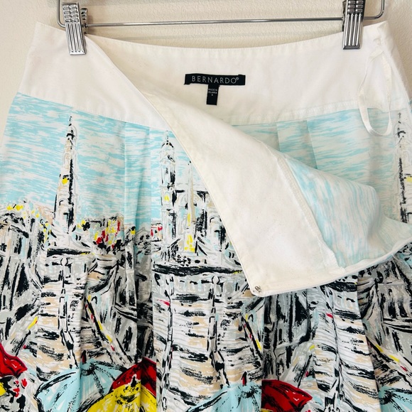 Bernardo Seascape Beach Umbrella Fit & Flare A-Line Skirt Retro Style Size 6 - Picture 3 of 5
